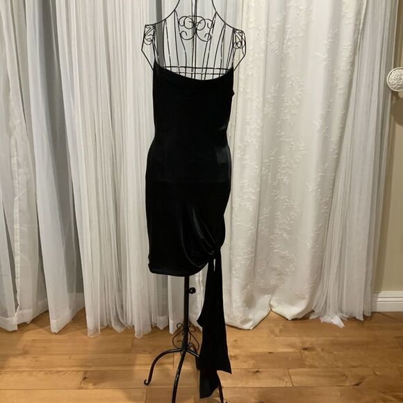 CINQ A SEPT Ryder Knotted Silk-Satin Mini Slip Dress Black Size XS - Picture 1 of 6